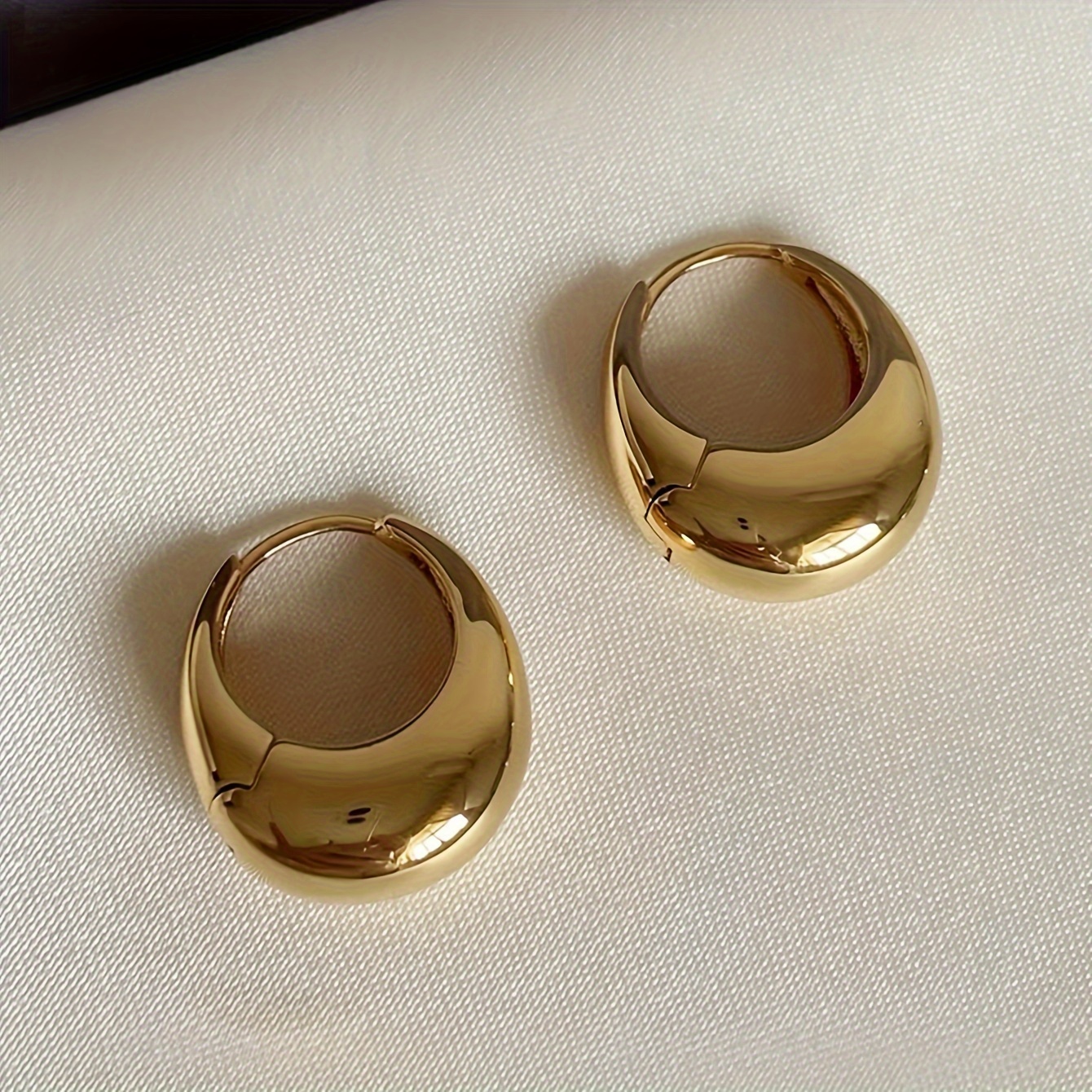 Geometric Copper Clasp Hoop Earrings Polished Finish